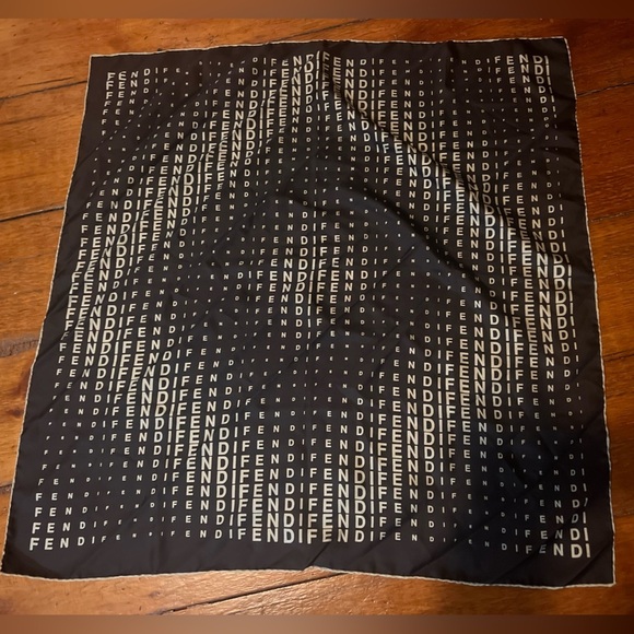 Sold! Fendi EUC brown logomania silk scarf - Picture 1 of 5